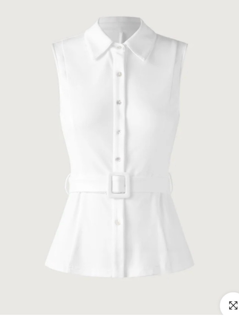 NWT OGL Sleeveless Belted Shirt White Size Small - Picture 2 of 5
